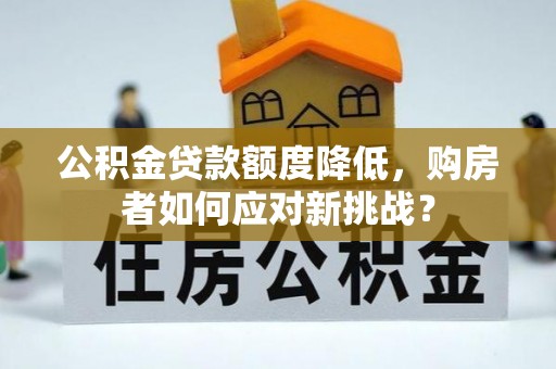 新界公积金贷款额度降低，购房者如何应对新挑战？