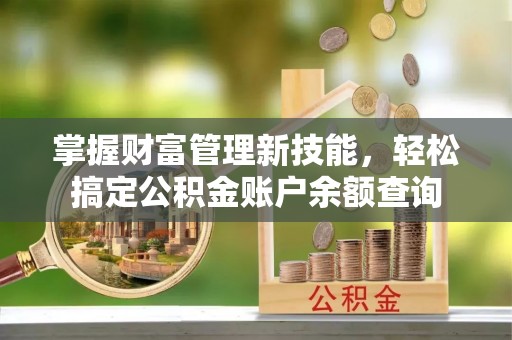 新界掌握财富管理新技能，轻松搞定公积金账户余额查询